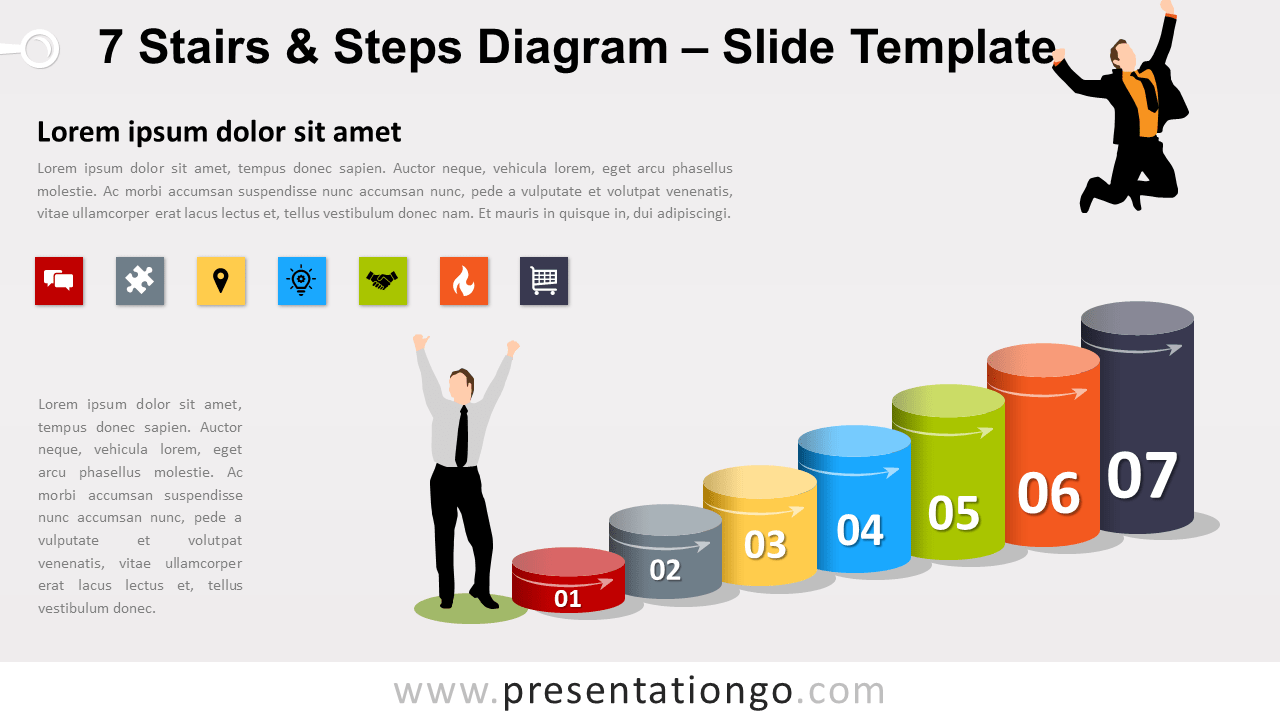 Free 7 Stairs and Steps Diagram for PowerPoint and Google Slides