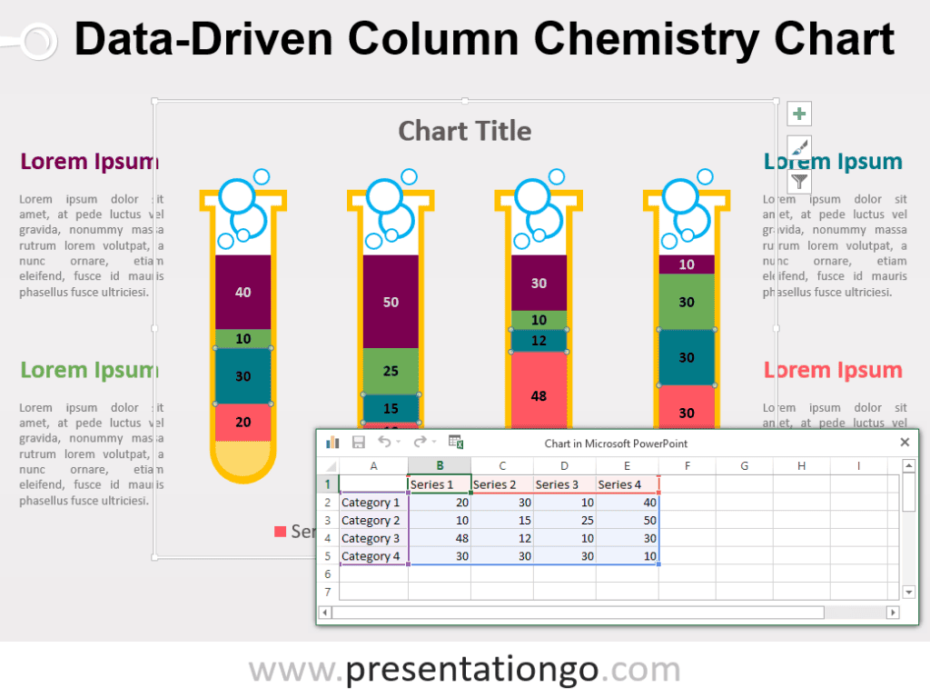 Free Data-Driven PowerPoint Column Chart with editable test tubes
