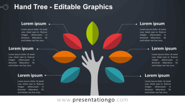 Free Hand Tree PowerPoint Diagram - Dark Background - Widescreen size (16:9)