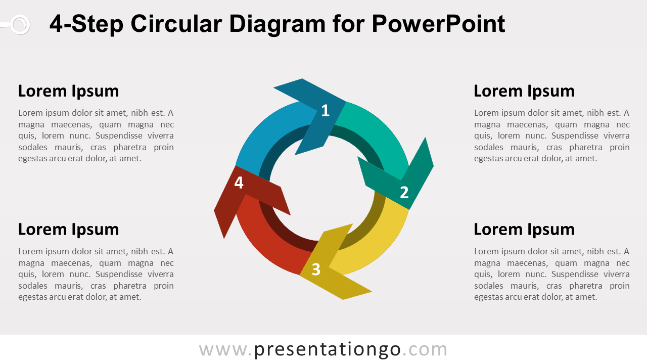 4-Step Circular Diagram with Arrows for PowerPoint