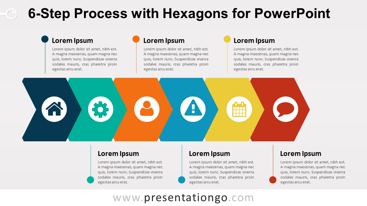 6-Step Process with Hexagons for PowerPoint