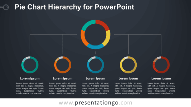Pie Chart Hierarchy Diagram for PowerPoint - Dark Background