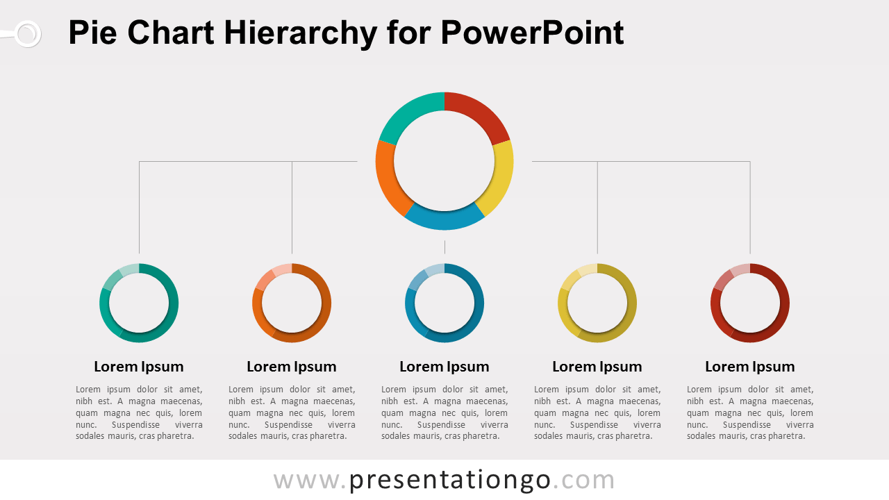 Pie Chart Hierarchy Diagram for PowerPoint