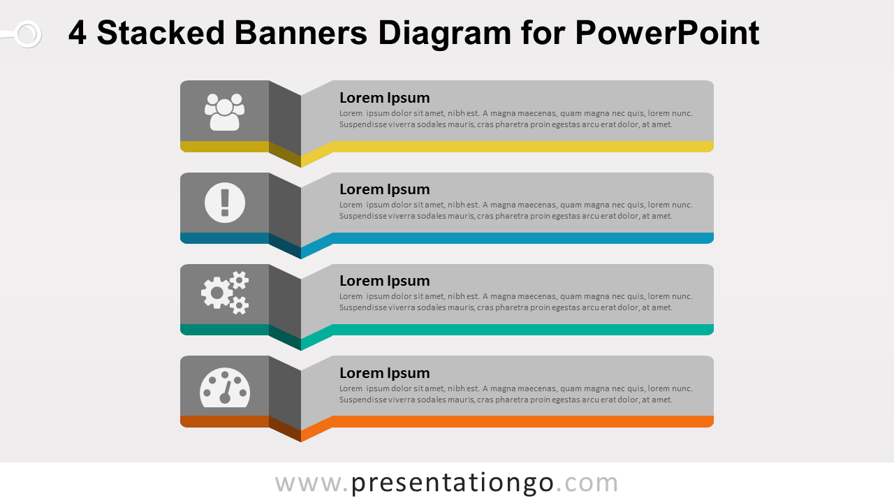 4 Stacked Banners - Diagram for PowerPoint