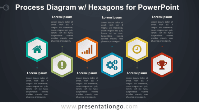 Process with Hexagons for PowerPoint - Dark Background Process with Hexagons for PowerPoint - Dark Background