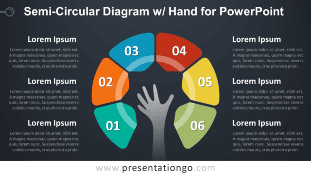 Semi-Circular Diagram with Hand - PowerPoint Template - Dark Background