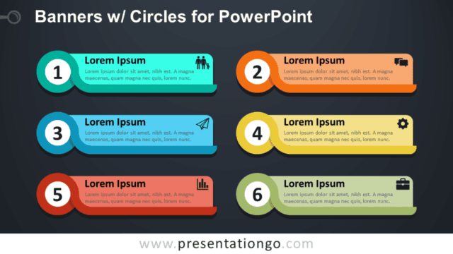 Banners with Circles Text Boxes for PowerPoint - Dark Background