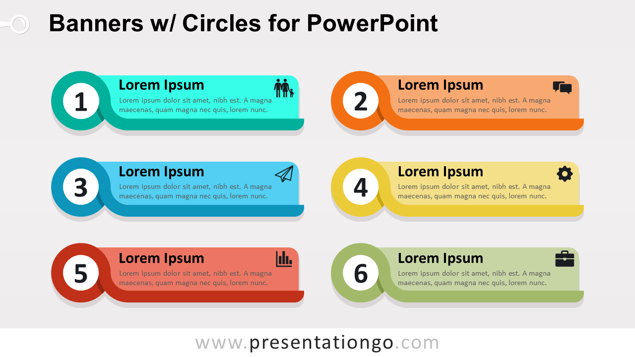 Banners with Circles Text Boxes for PowerPoint