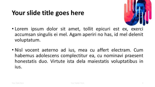 PowerPoint Template with Up-and-Down Hands Picture Placeholder - Title and Content Slide