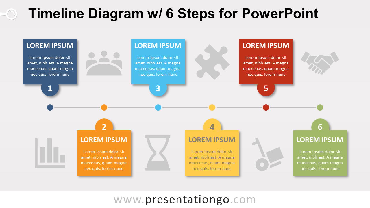 Free Timeline with 6 Steps PowerPoint Diagram