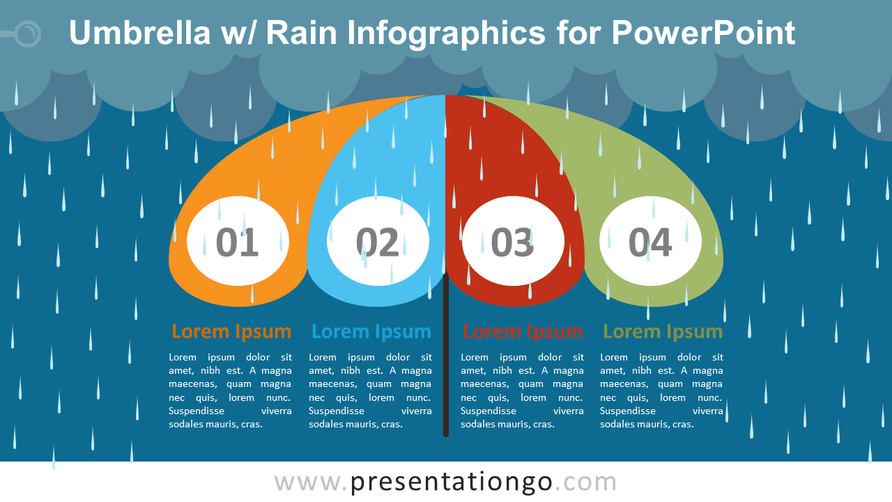 Umbrella with Rain Diagram - Free PowerPoint Infographics