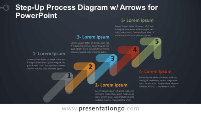 Free Step-Up Process Diagram for PowerPoint - Dark Background