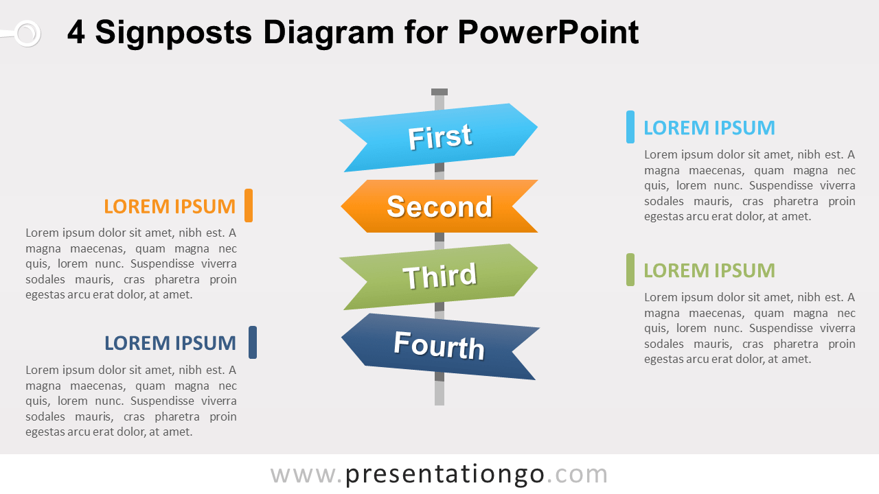 Free 4 Signposts PowerPoint Diagram
