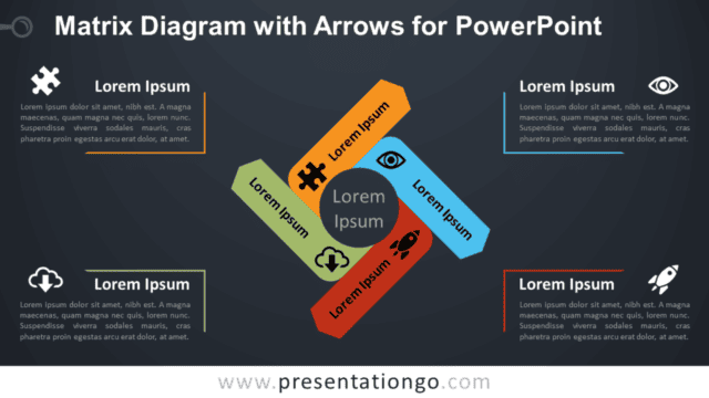 Matrix Diagram for PowerPoint with Arrows - Dark Background Free Matrix Diagram for PowerPoint with Arrows - Dark Background