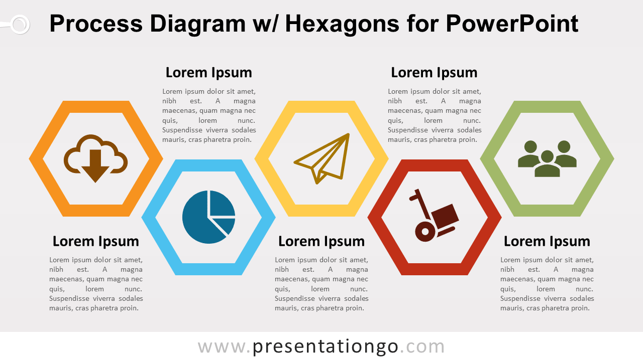 Free Process with Hexagons - PowerPoint Diagram