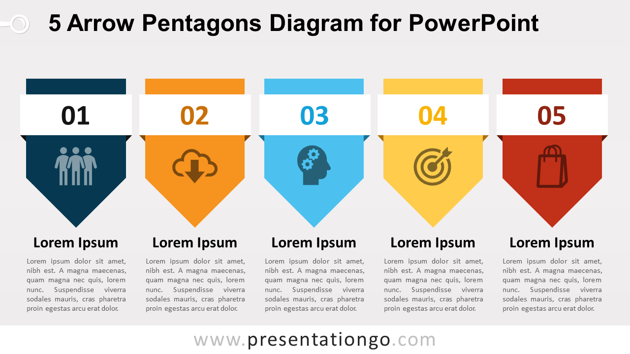 Free 5 Arrow Pentagons PowerPoint Diagram