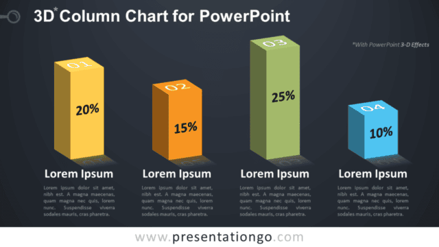 3D Column PowerPoint Chart - Dark Background Free 3D Column PowerPoint Chart - Dark Background