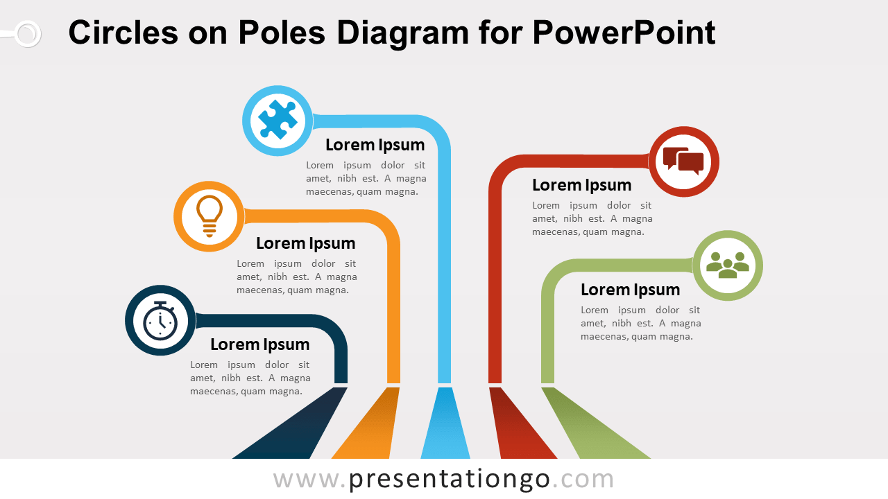 Free Circles on Poles PowerPoint Diagram