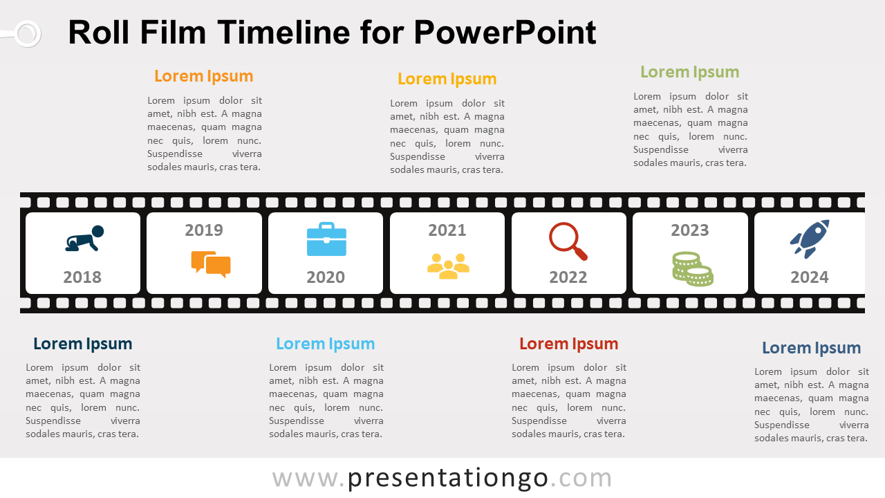 Free Roll Film Timeline Diagram for PowerPoint