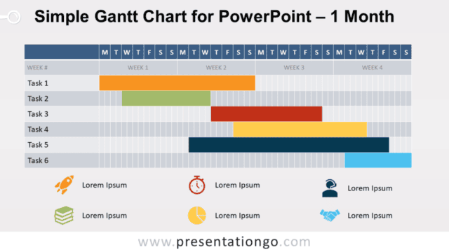 Simple Gantt Chart for PowerPoint - 1 Month