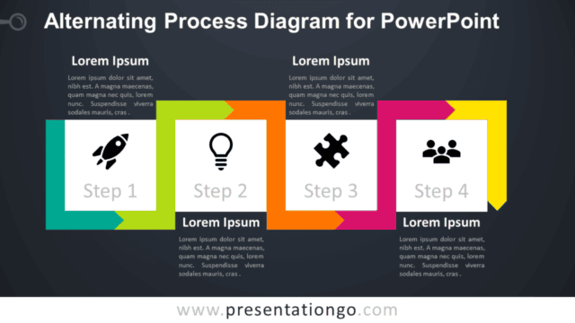Alternating Process PowerPoint - Dark Background