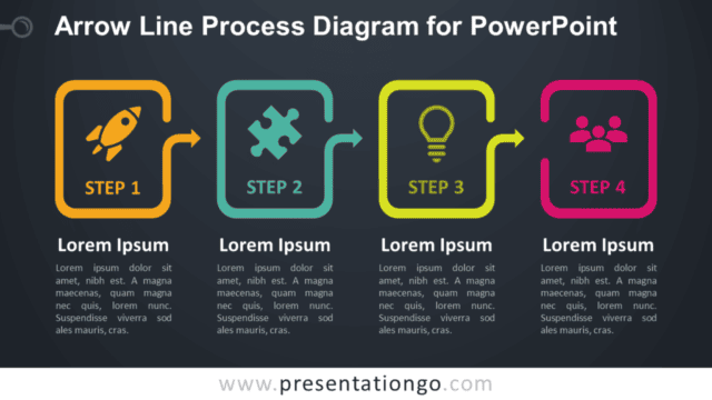 Free Arrow Line Process for PowerPoint - Dark Background