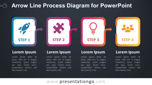 Free Arrow Line Process for PowerPoint (Gradient) - Dark Background