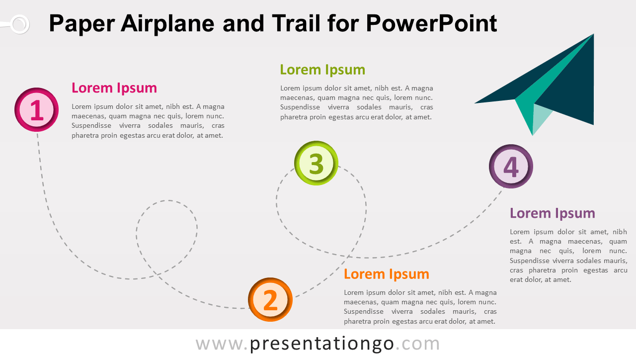 Free Paper Airplane and Trail - Timeline for PowerPoint