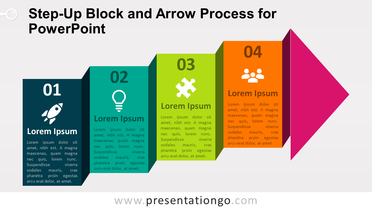 Free Step-Up Block Arrow Process Diagram for PowerPoint
