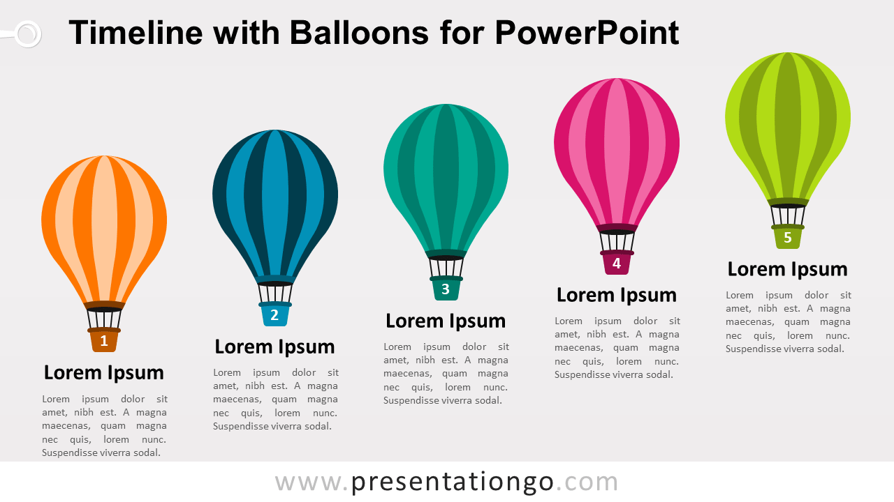 Timeline with Balloons PowerPoint Template