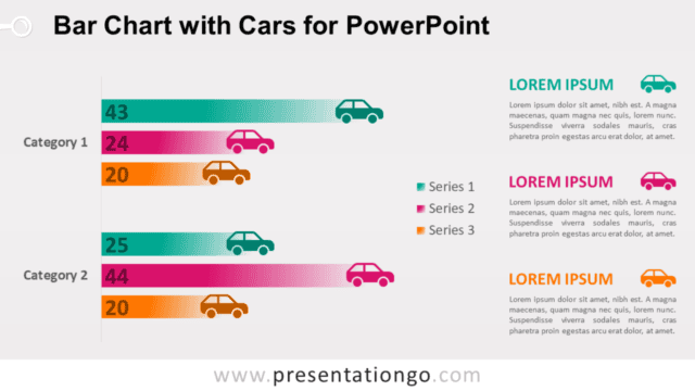 Horizontal Bar Chart with Cars for PowerPoint Free Horizontal Bar Chart with Cars for PowerPoint