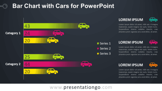 Horizontal Bar Chart with Cars - PowerPoint Template