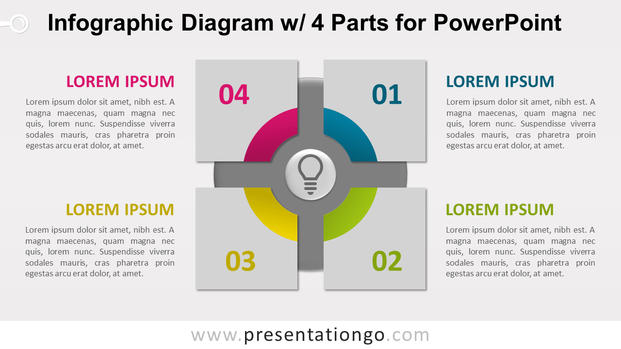 Free Infographic Diagram with 4 Parts PowerPoint Template - Slide 1