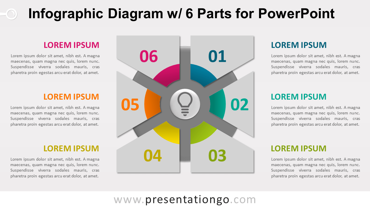 Free Infographic Diagram 6 Parts PowerPoint Template - Slide 1