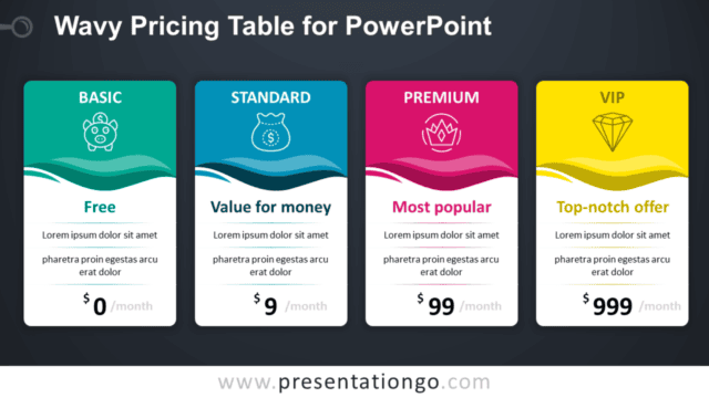 Wavy Price Table for PowerPoint - Dark Background Free Wavy Price Table for PowerPoint - Dark Background