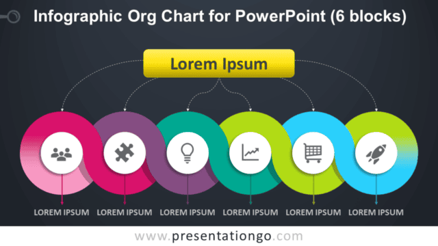 Infographic Organization Chart for PowerPoint with 6 Blocks - Dark Background Free Infographic Organization Chart for PowerPoint with 6 Blocks - Dark Background