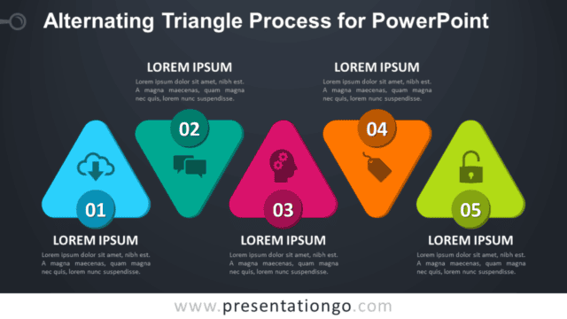 Free Alternating Triangle Process Diagram for PowerPoint - Dark Background