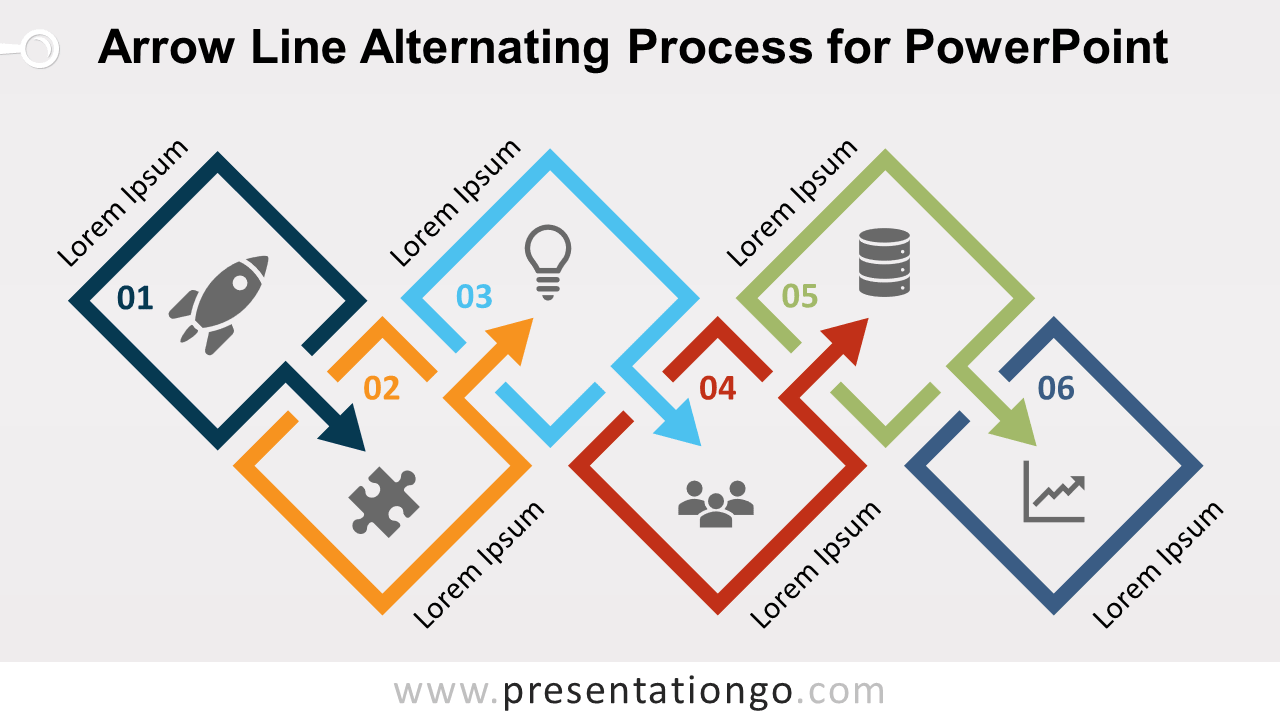 Free Arrow Line Alternating Process Diagram for PowerPoint