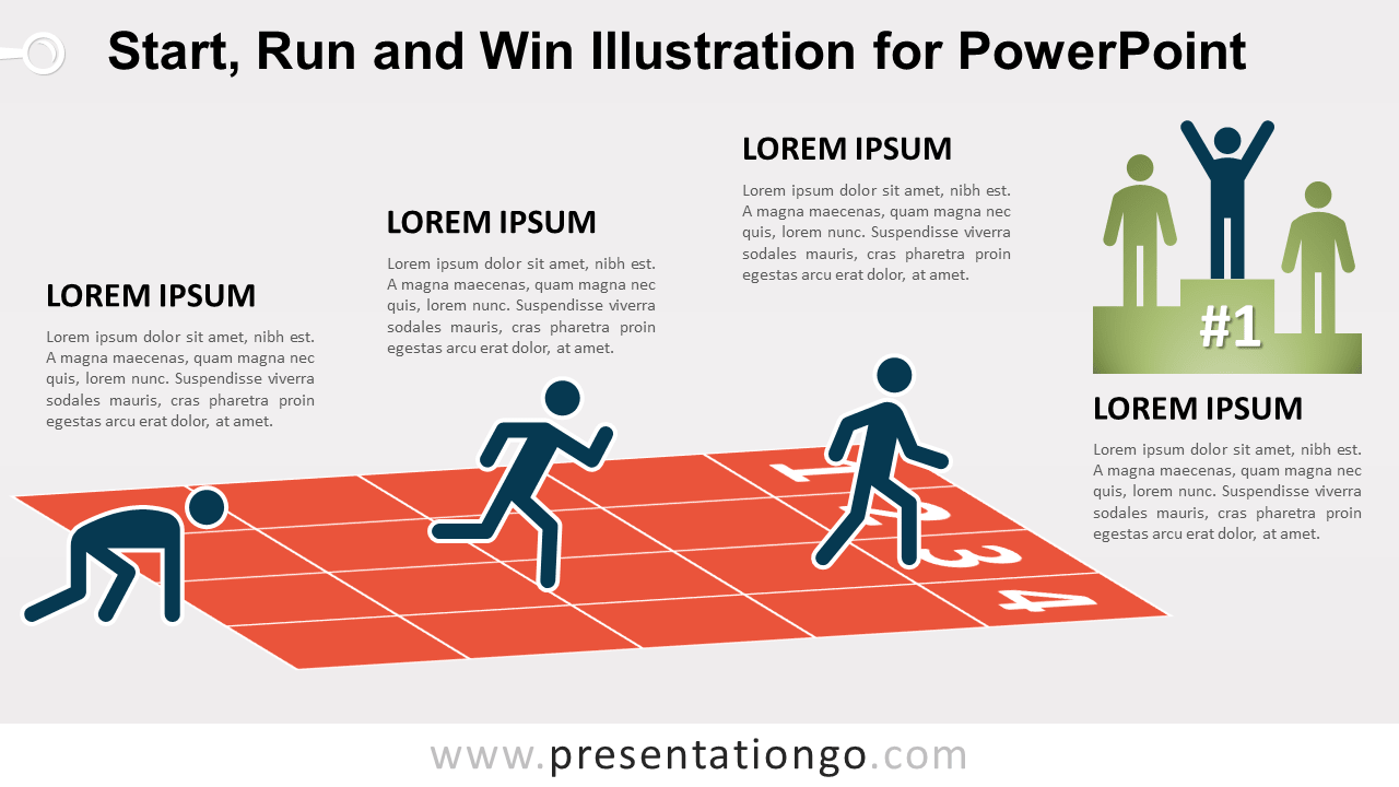 Start, Run and Win Illustration for PowerPoint