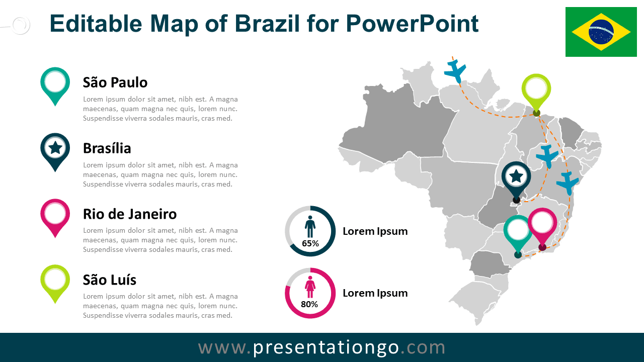 Free Brazil Map for PowerPoint