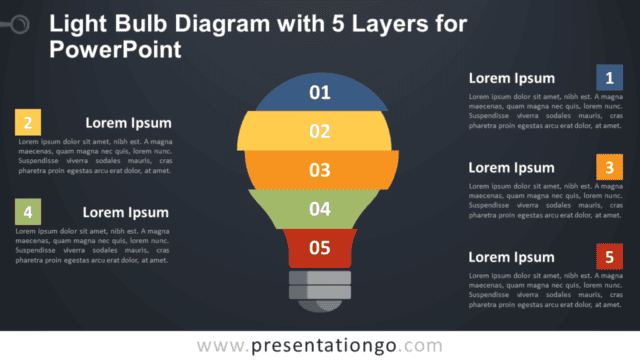 Free Light Bulb with 5 Layers for PowerPoint - Dark Background