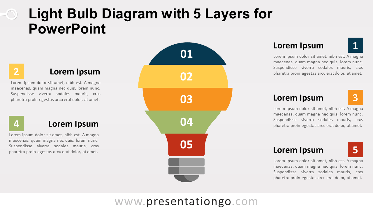 Free Light Bulb with 5 Layers for PowerPoint
