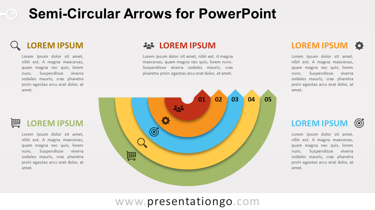 Free Semi-Circular Arrows PowerPoint Diagram