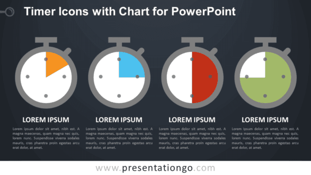 Timer Icons with Chart for PowerPoint - Dark Background
