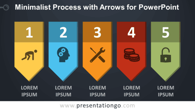 Minimalist Process Diagram with Arrows for PowerPoint - Dark Background Free Minimalist Process Diagram with Arrows for PowerPoint - Dark Background