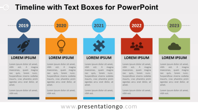 Timeline Diagram with Text Boxes for PowerPoint Free Timeline Diagram with Text Boxes for PowerPoint