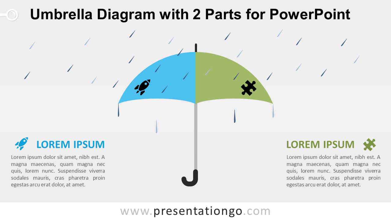 Free Umbrella with 2 Parts for PowerPoint