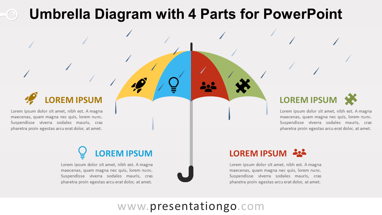 Free Umbrella with 4 Parts for PowerPoint