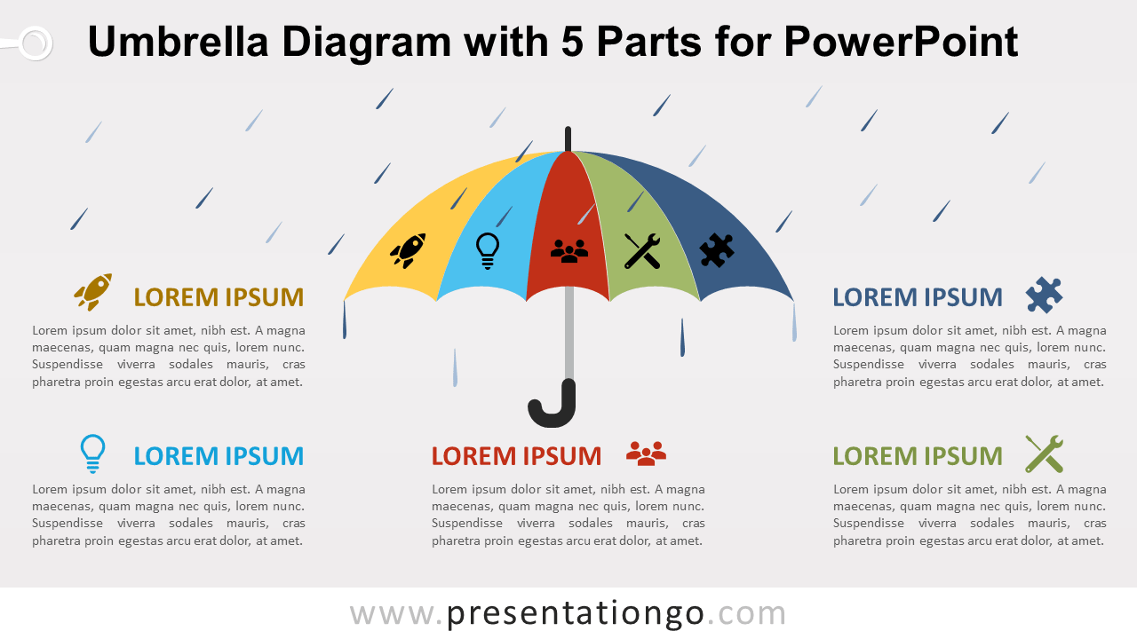 Free Umbrella with 5 Parts for PowerPoint