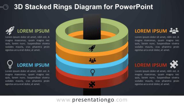 3D Stacked Rings for PowerPoint - Dark Background Free 3D Stacked Rings for PowerPoint - Dark Background